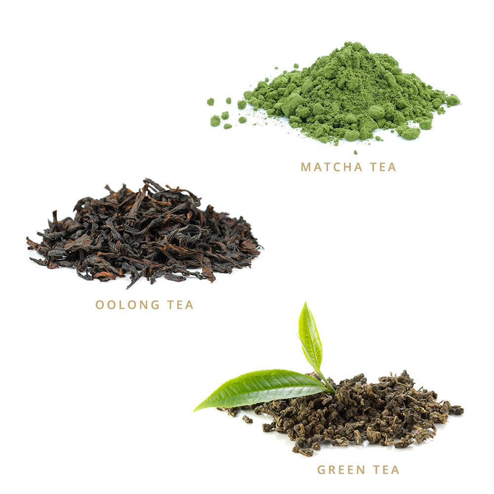 matcha tea, oolong tea, green tea
